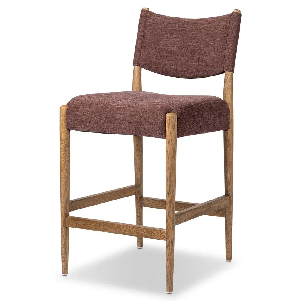 Odelia Counter Stool - Maroon, Velvet