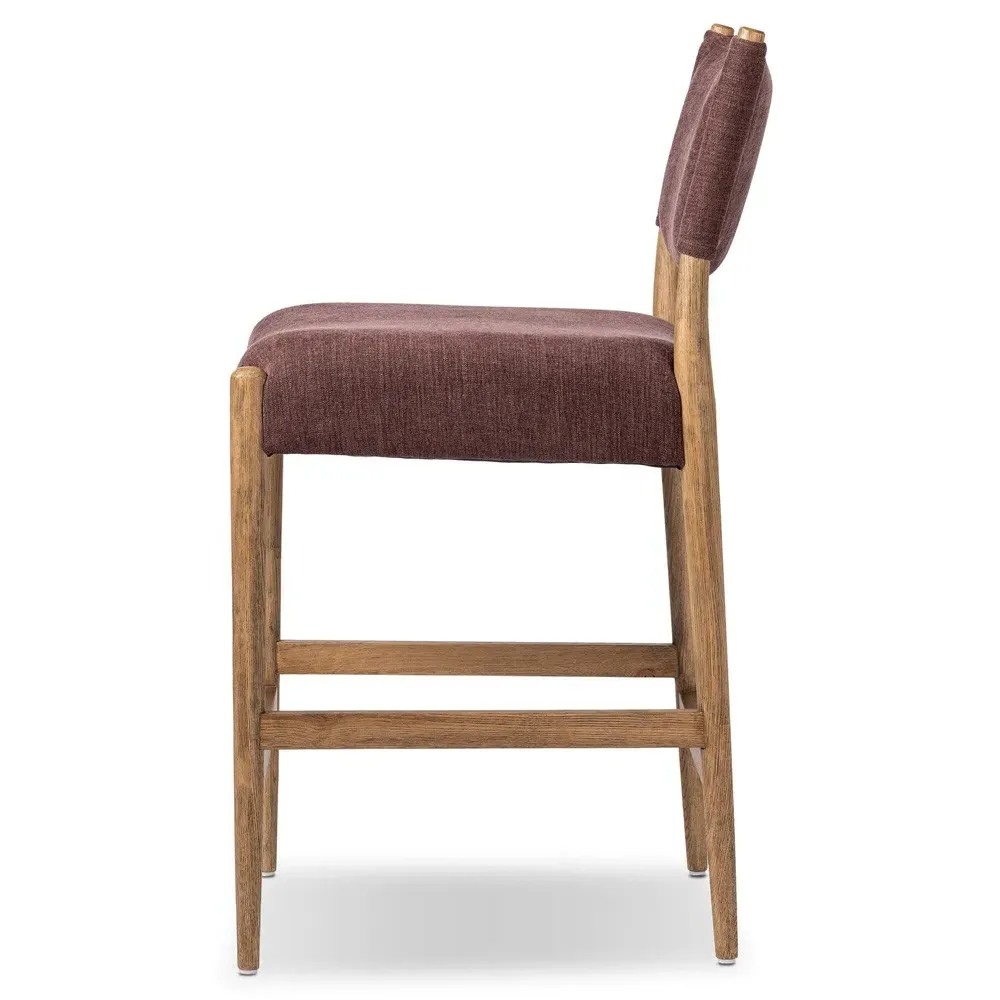 Odelia Counter Stool - Maroon, Velvet