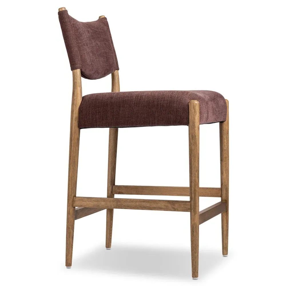 Odelia Counter Stool - Maroon, Velvet