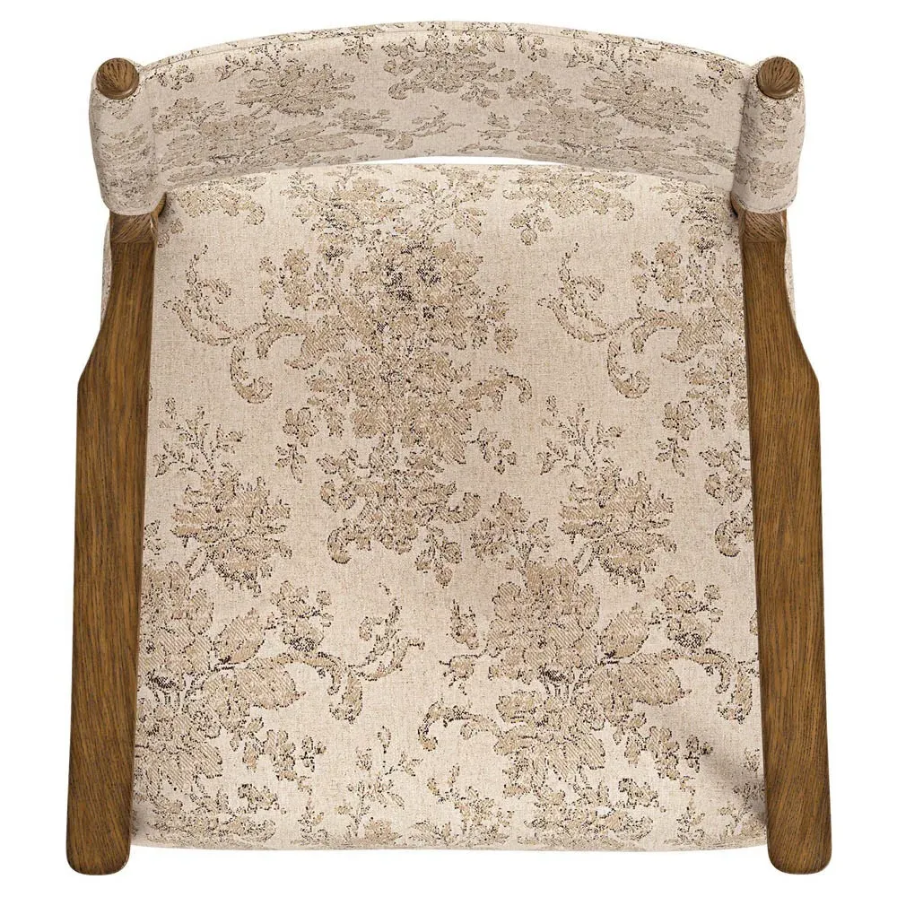 Odelia Dining Arm Chair - Beige Printed, Oak Wood