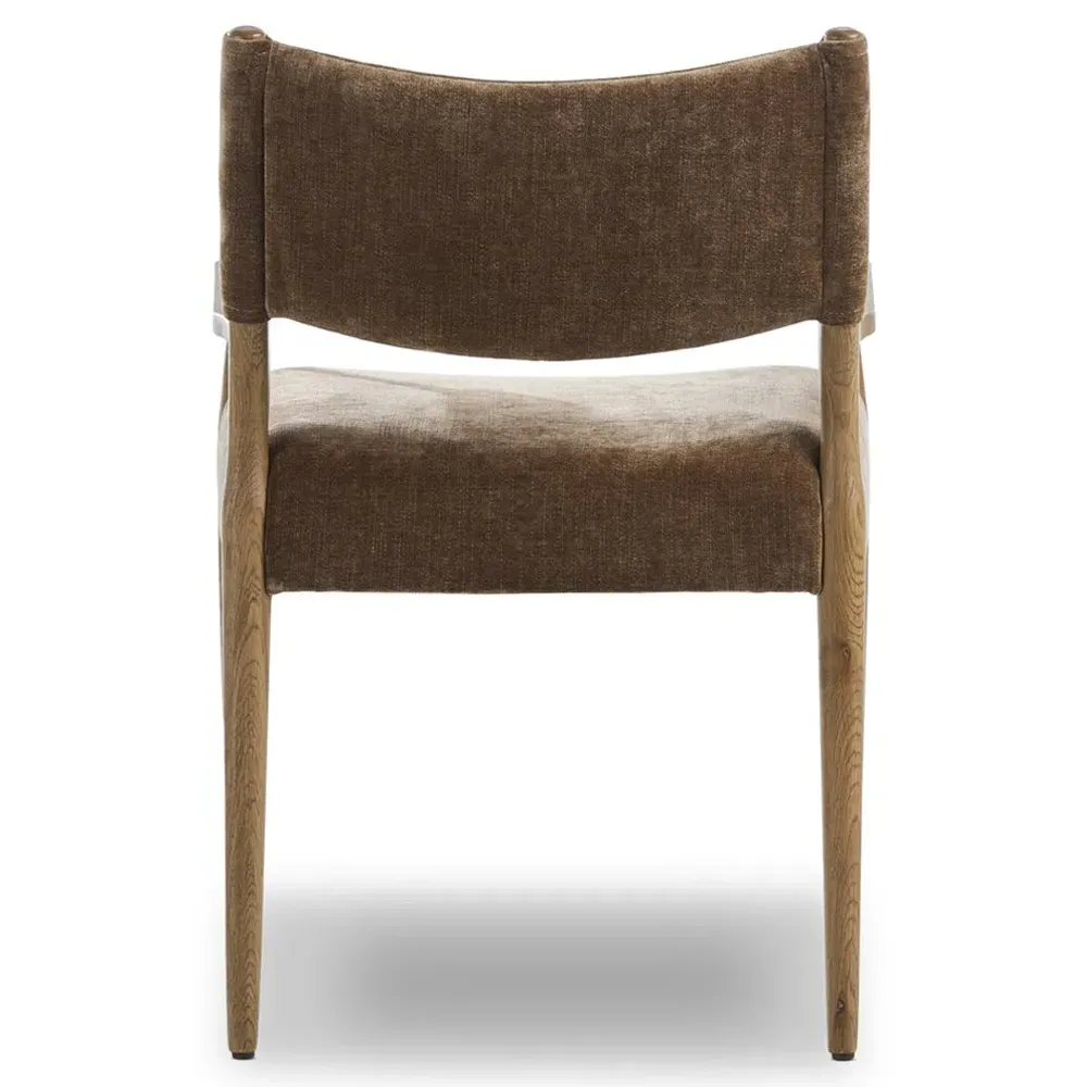 Odelia Dining Arm Chair - Brown, Velvet