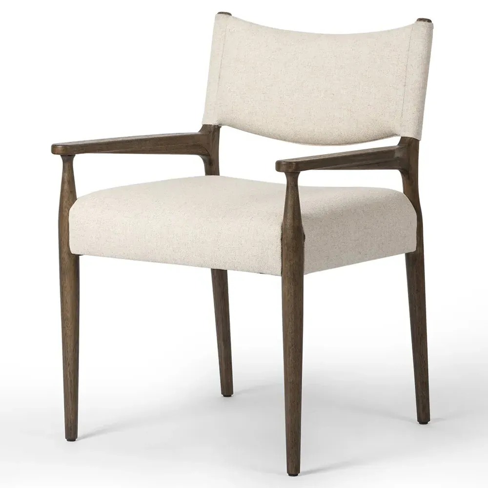 Odelia Dining Arm Chair - Cream, Parawood