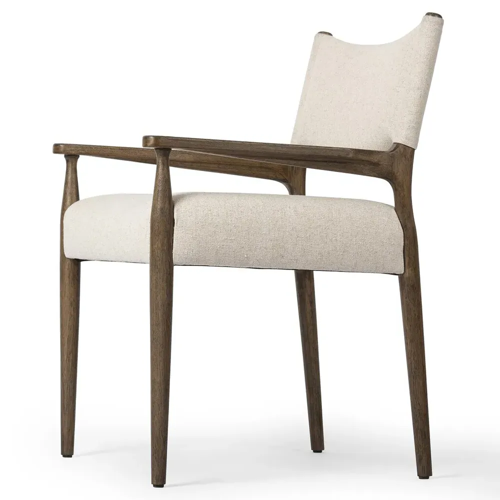 Odelia Dining Arm Chair - Cream, Parawood