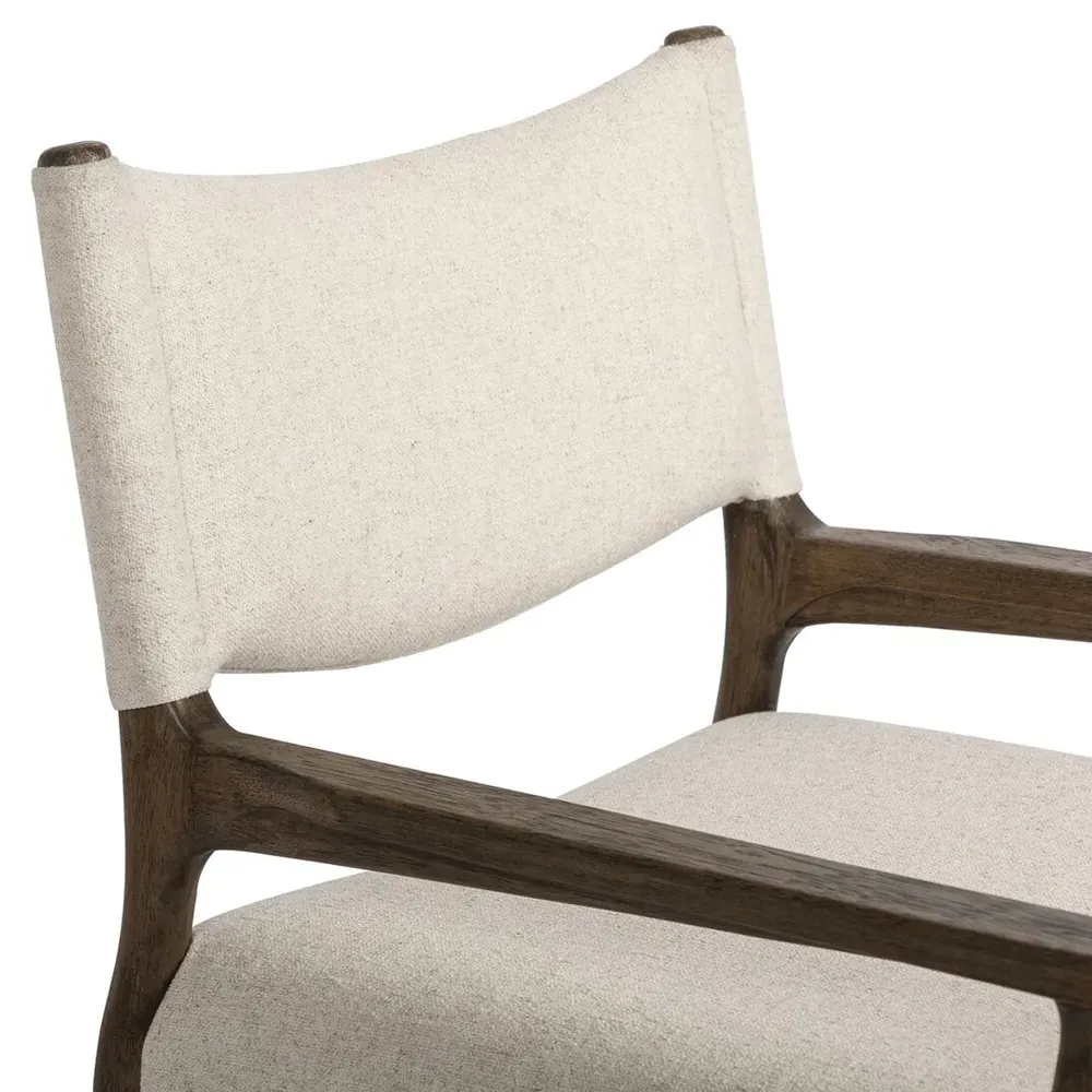 Odelia Dining Arm Chair - Cream, Parawood