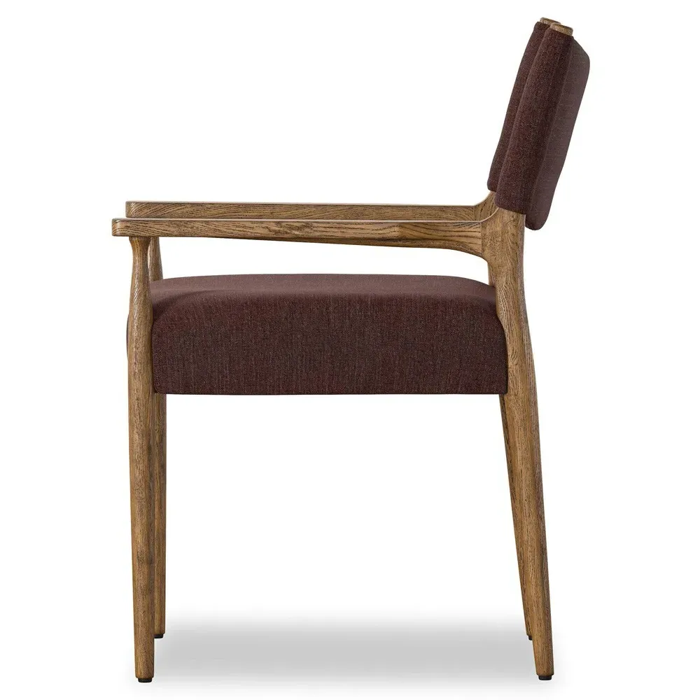 Odelia Dining Arm Chair - Maroon, Velvet