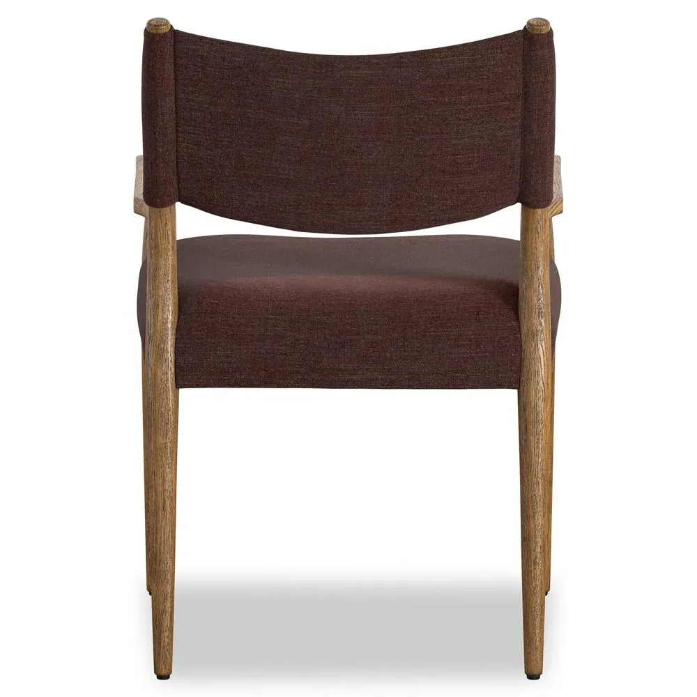 Odelia Dining Arm Chair - Maroon, Velvet