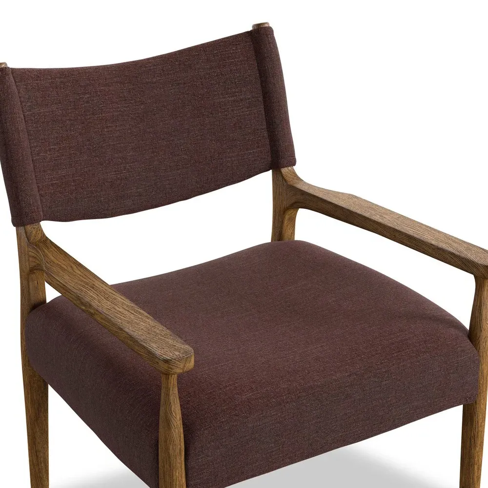 Odelia Dining Arm Chair - Maroon, Velvet