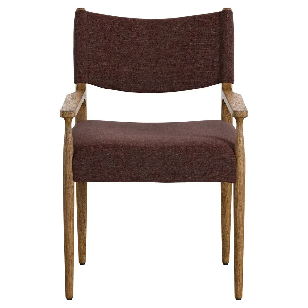 Odelia Dining Arm Chair - Maroon, Velvet