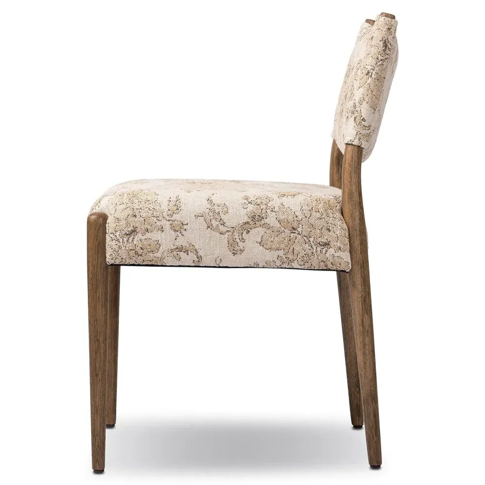 Odelia Dining Chair - Beige Printed, Oak Wood