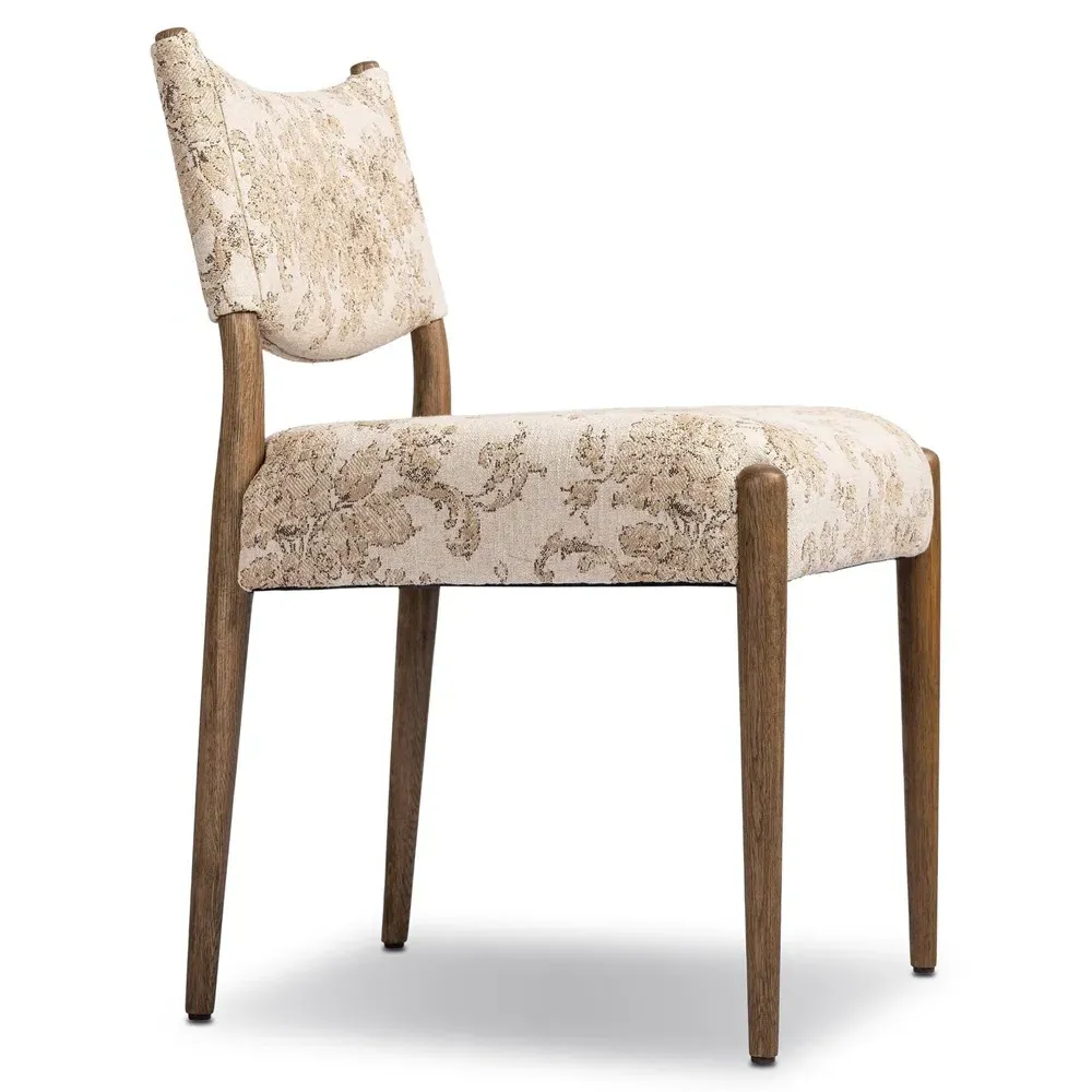 Odelia Dining Chair - Beige Printed, Oak Wood