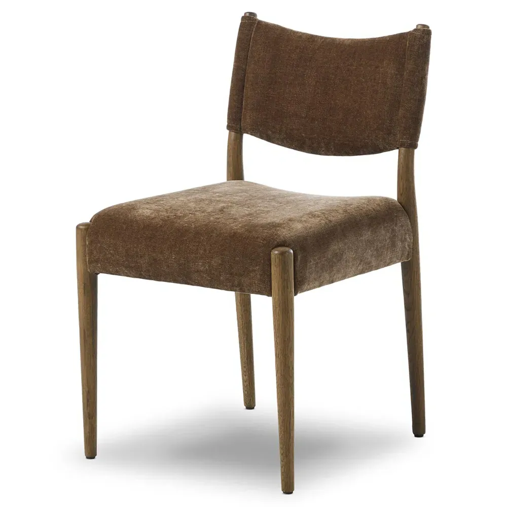 Odelia Dining Chair - Brown, Velvet
