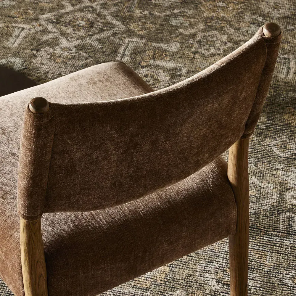 Odelia Dining Chair - Brown, Velvet