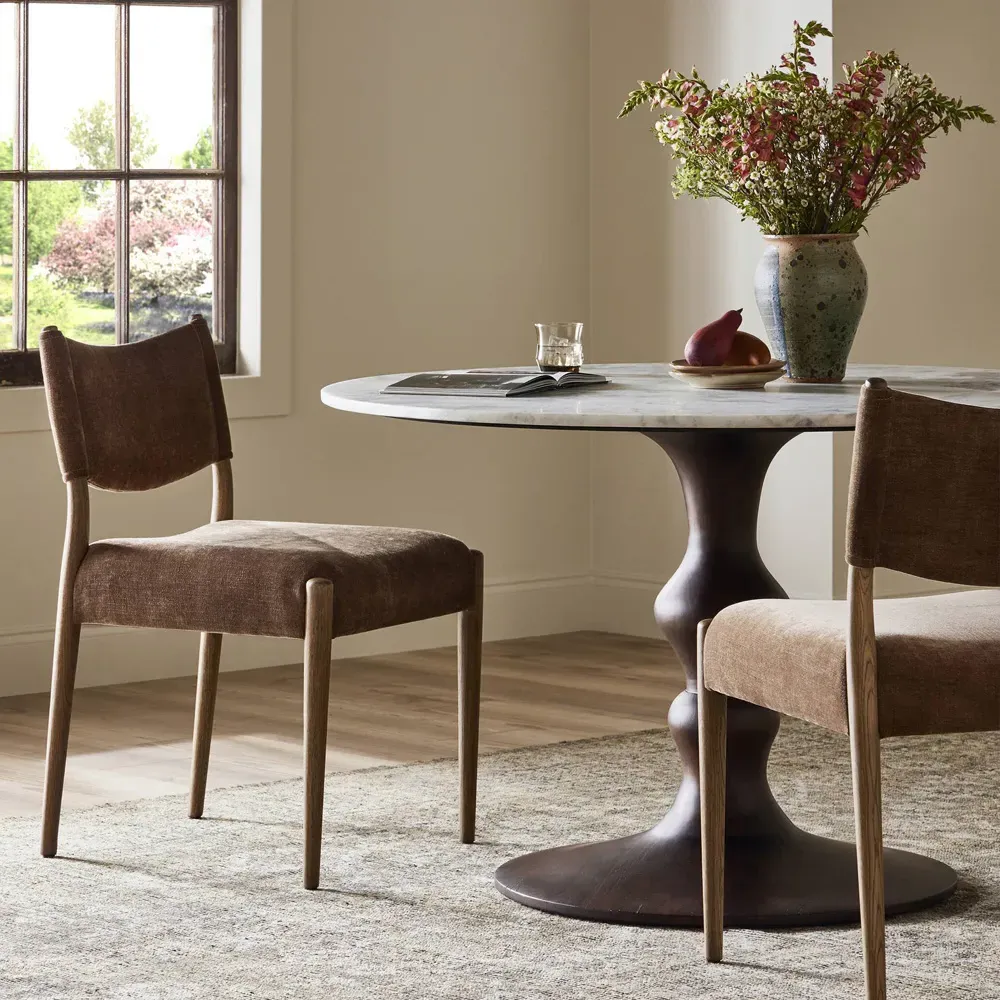 Odelia Dining Chair - Brown, Velvet