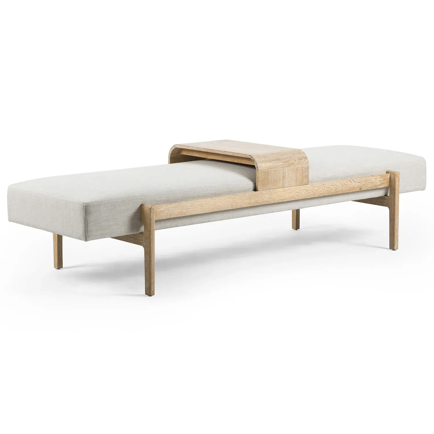 Odi Entryway Bench with Sliding Tray - White, Oak