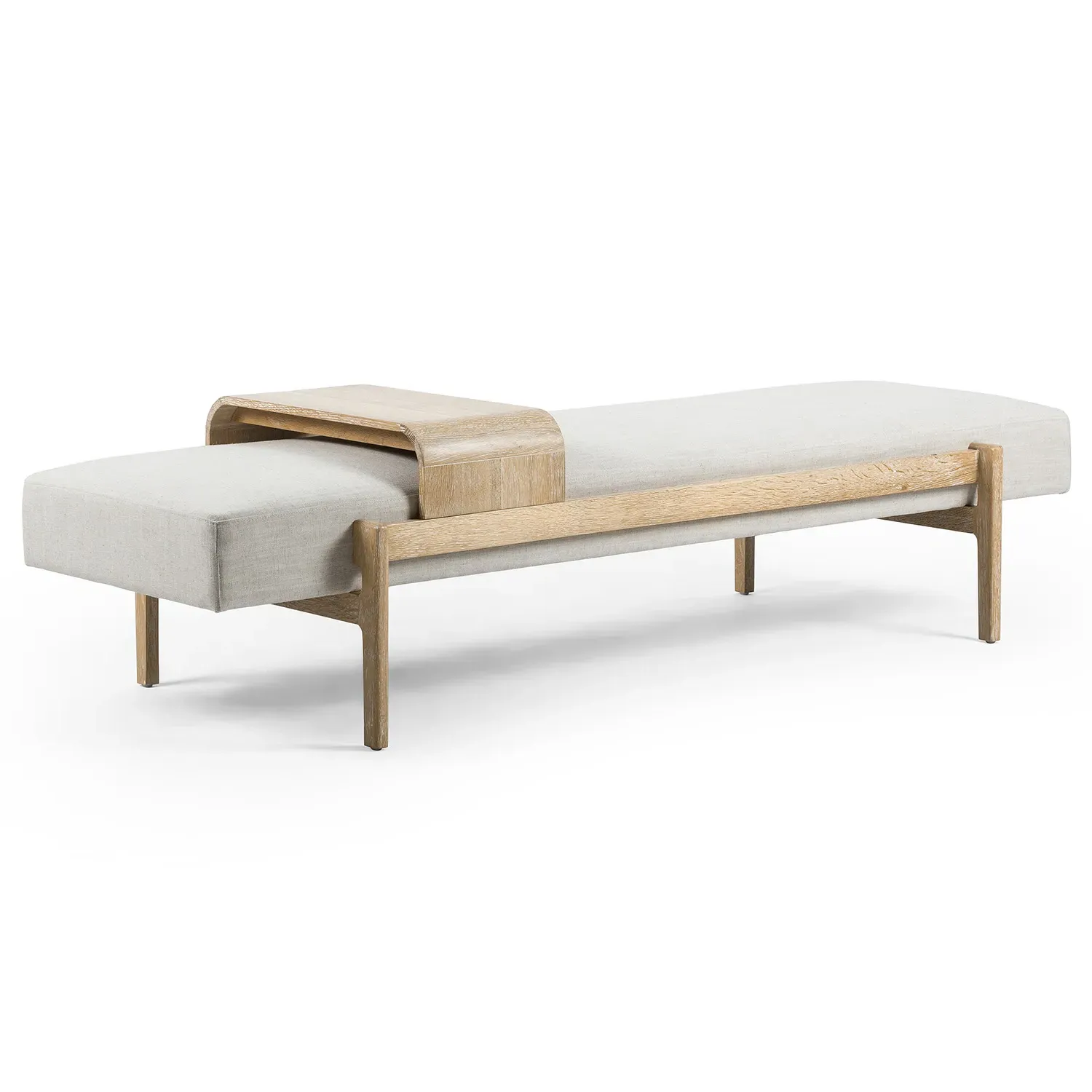 Odi Entryway Bench with Sliding Tray - White, Oak