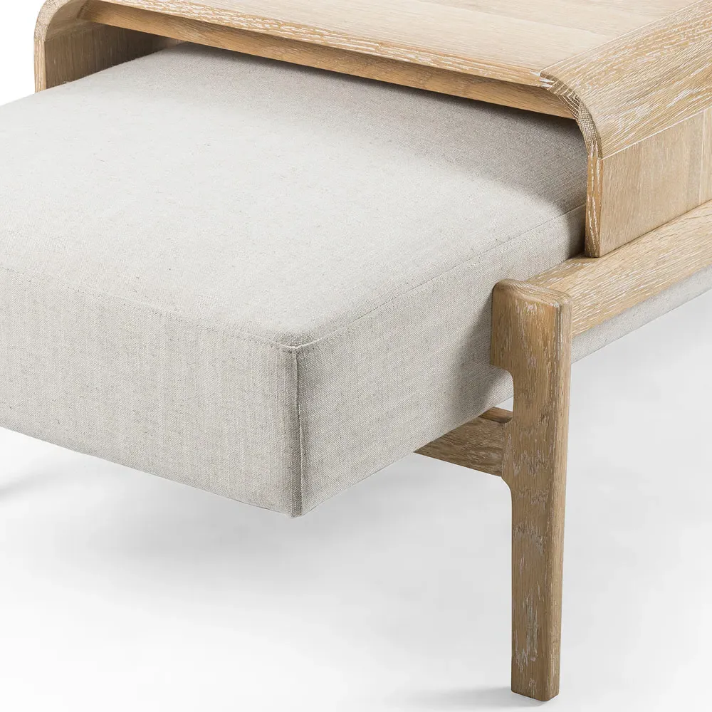 Odi Entryway Bench with Sliding Tray - White, Oak