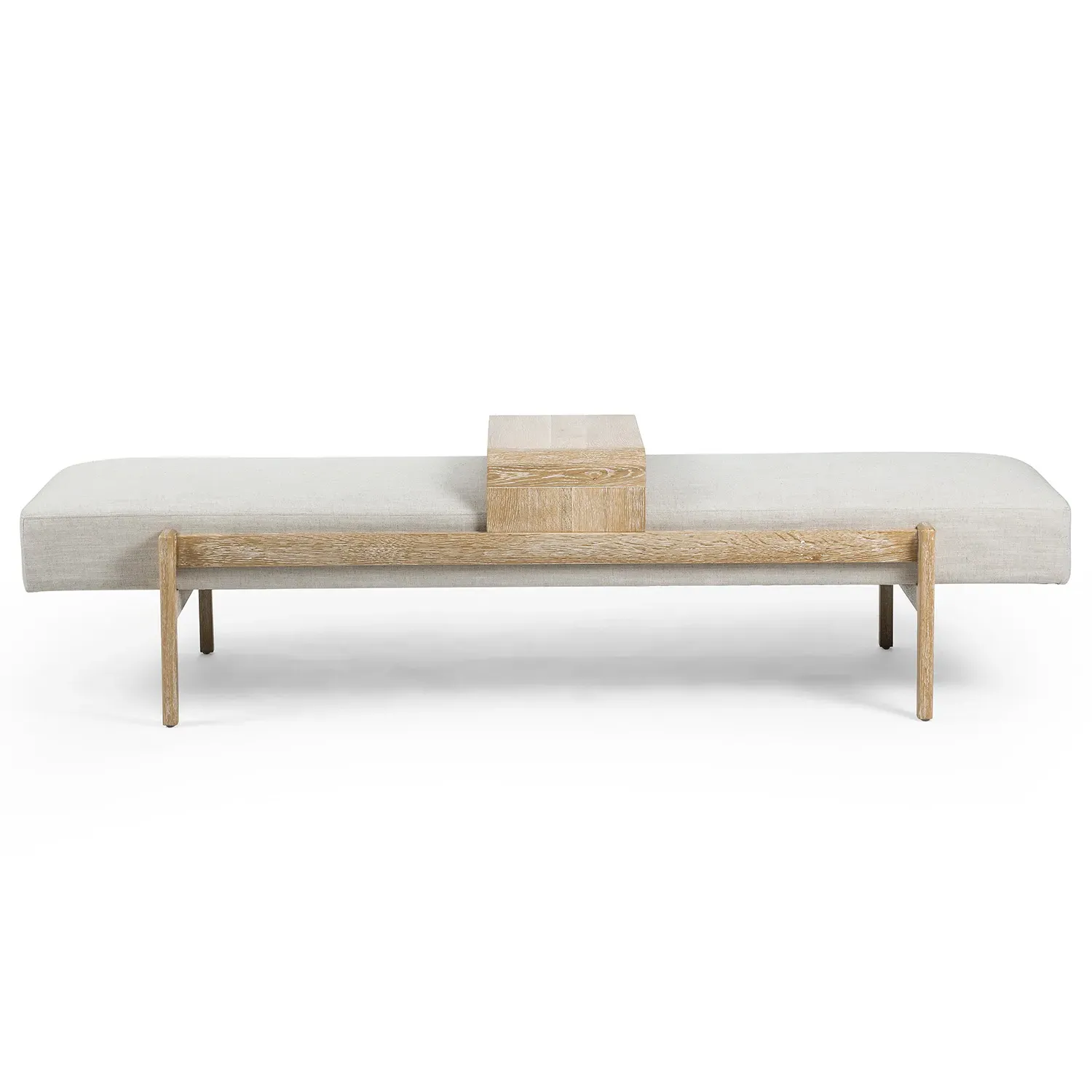 Odi Entryway Bench with Sliding Tray - White, Oak image