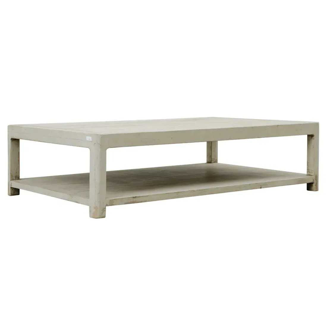Odilia 2 Tier Rectangular Coffee Table - White, Pine Wood