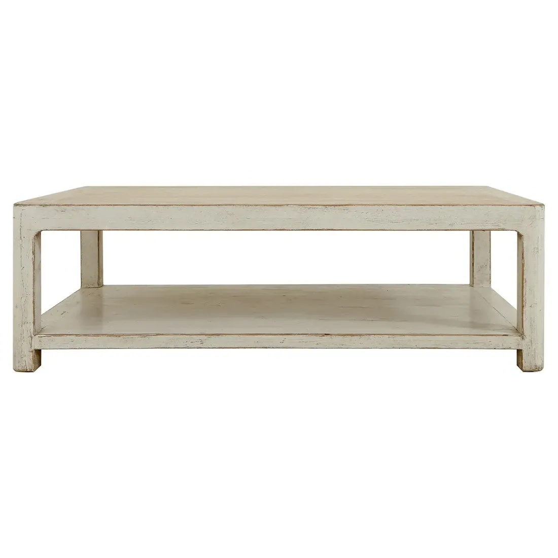Odilia 2 Tier Rectangular Coffee Table - White, Pine Wood image