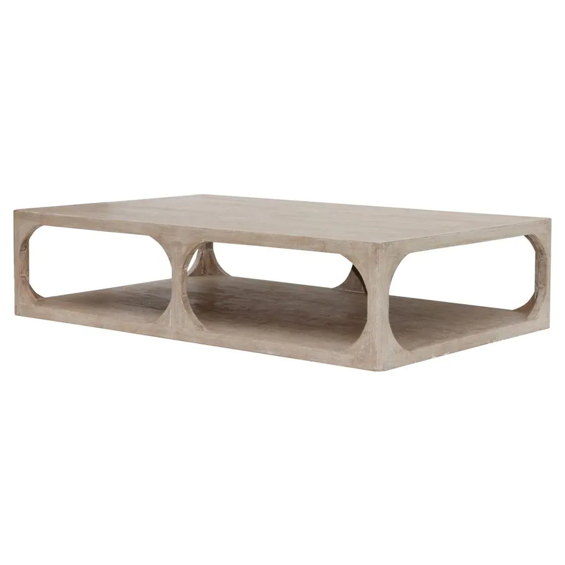 Odilia Large Rectangular Coffee Table - White, Pine Wood