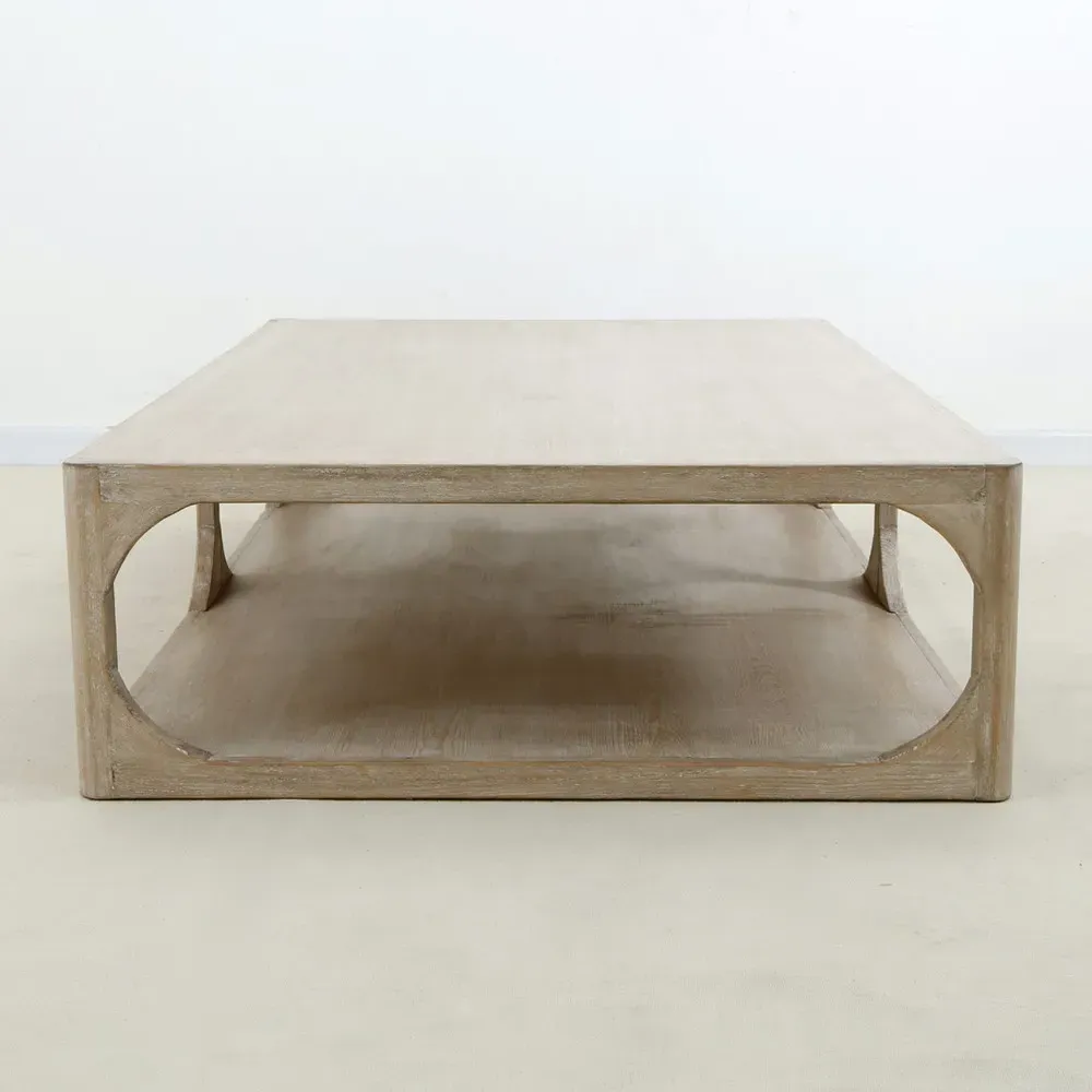 Odilia Large Rectangular Coffee Table - White, Pine Wood