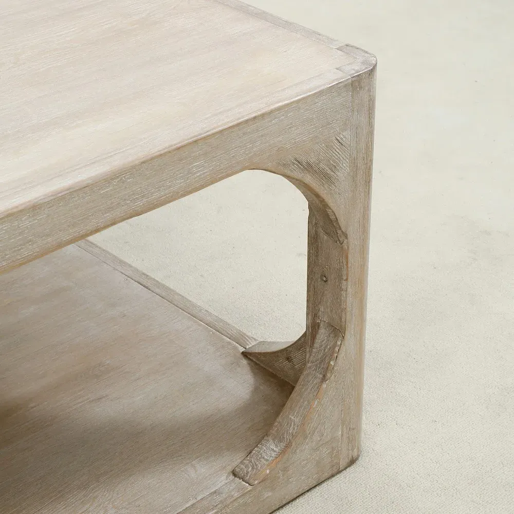 Odilia Large Rectangular Coffee Table - White, Pine Wood