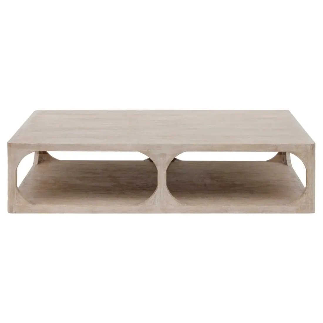 Odilia Large Rectangular Coffee Table - White, Pine Wood