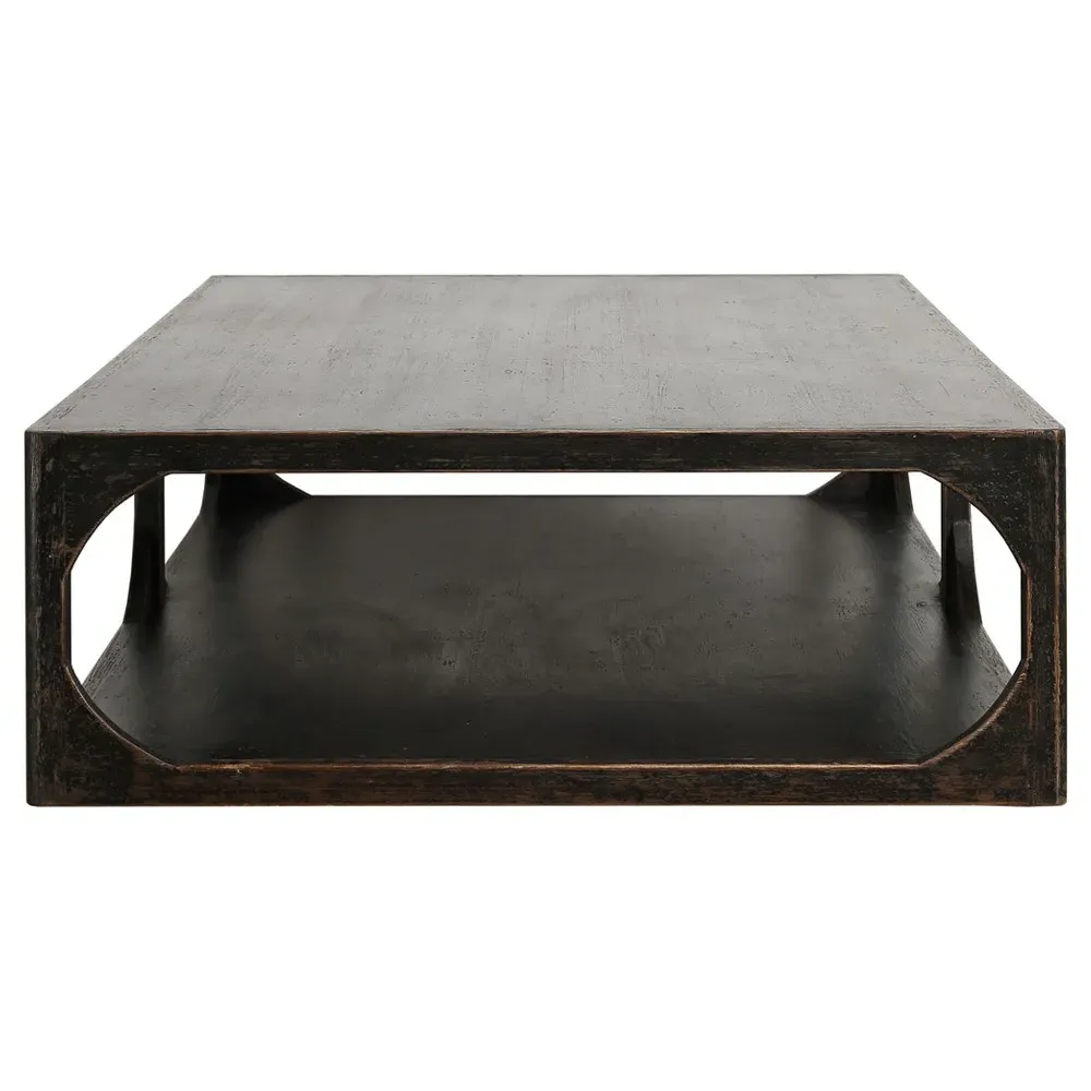 Odilia Rectangular Coffee Table - Black, Pine Wood