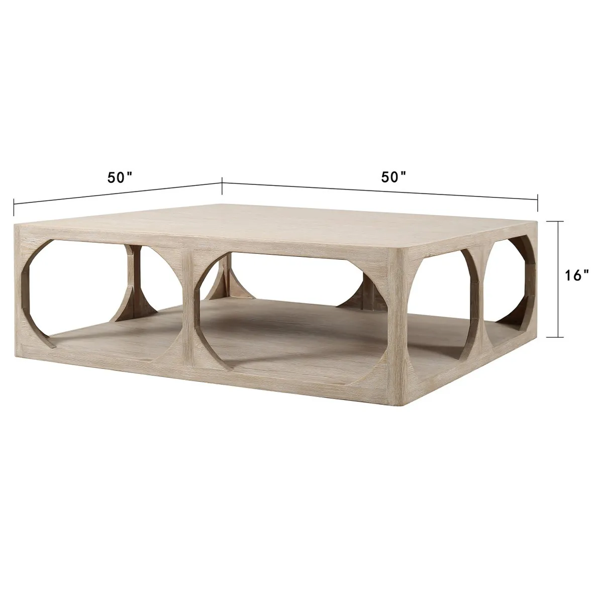 Odilia Square Coffee Table - White, Pine Wood