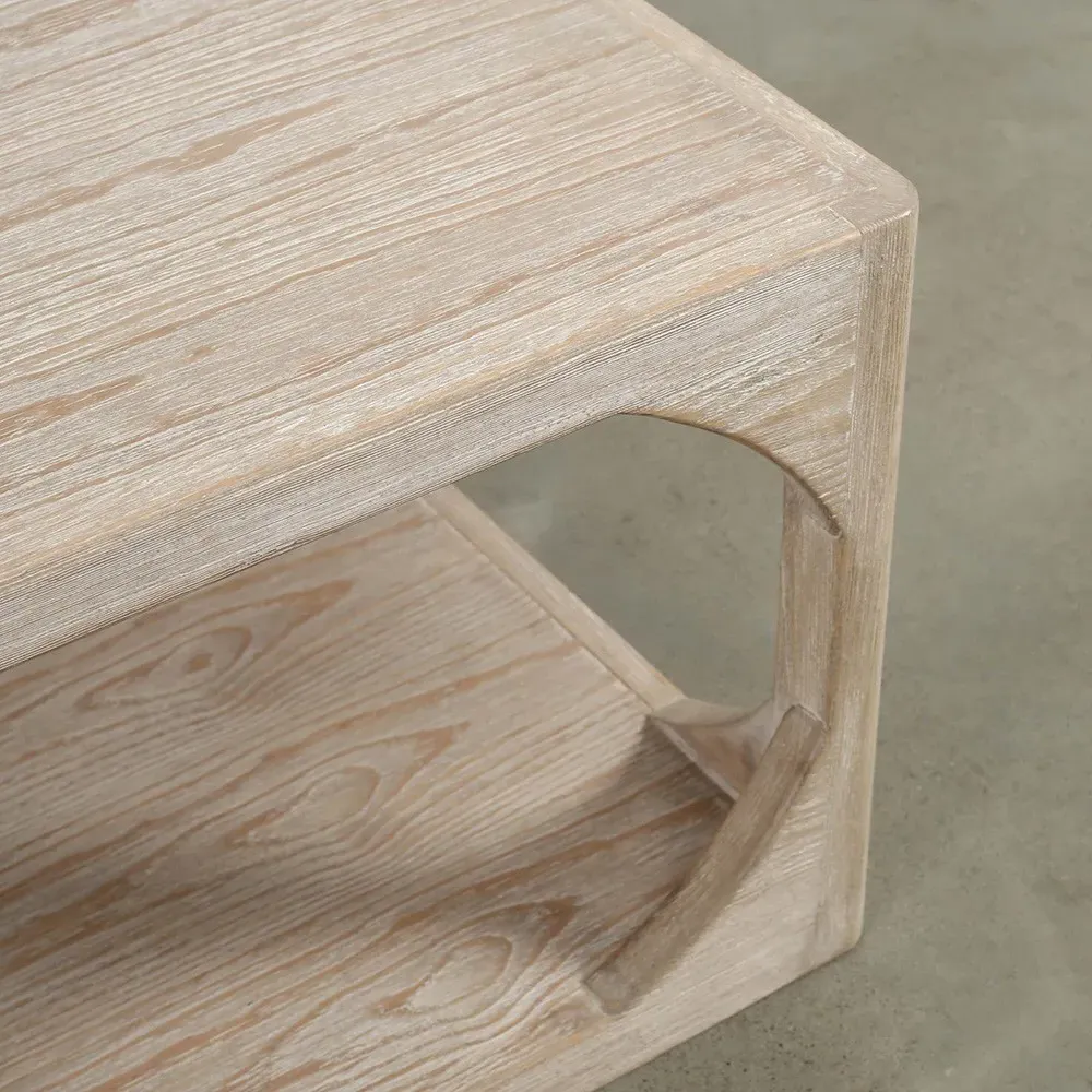 Odilia Square Coffee Table - White, Pine Wood