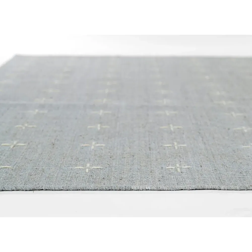 Odira Geometric Patterned Rug - Light Blue, Wool