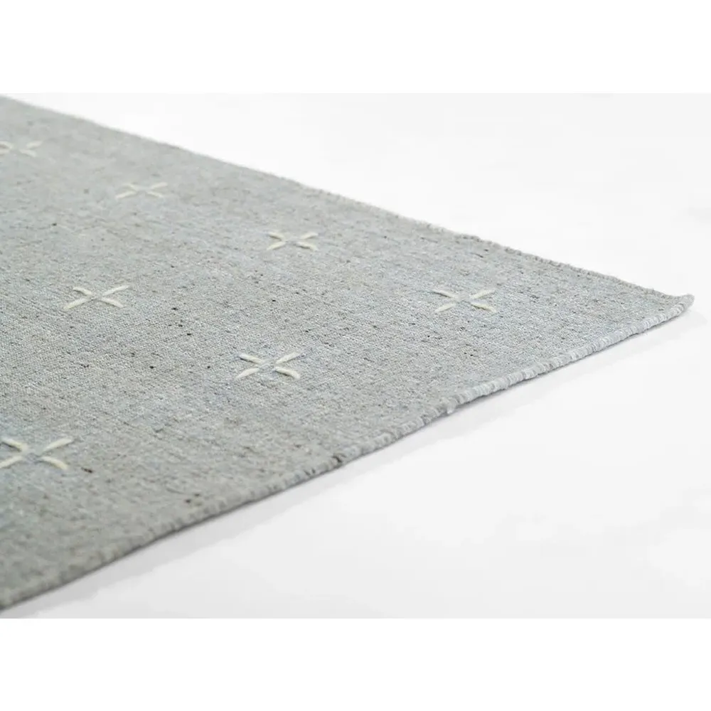 Odira Geometric Patterned Rug - Light Blue, Wool