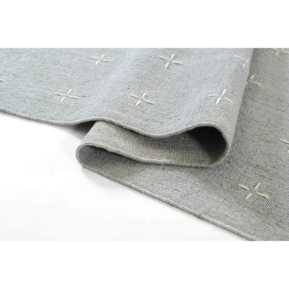 Odira Geometric Patterned Rug - Light Blue, Wool