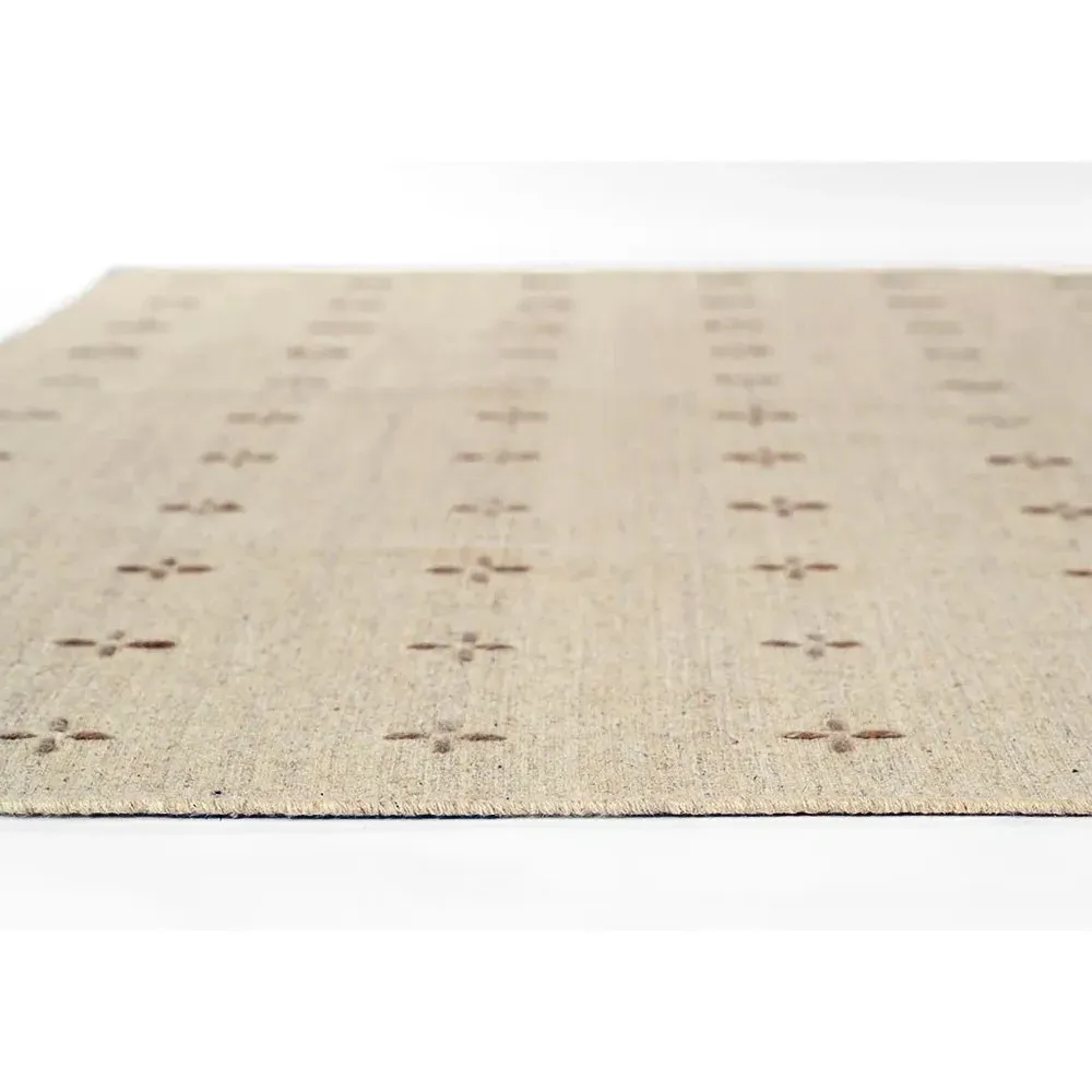 Odira Geometric Patterned Rug - Natural, Wool