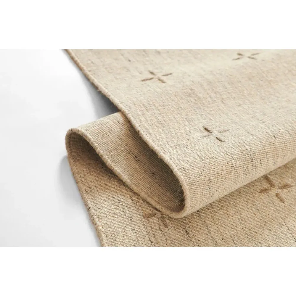 Odira Geometric Patterned Rug - Natural, Wool