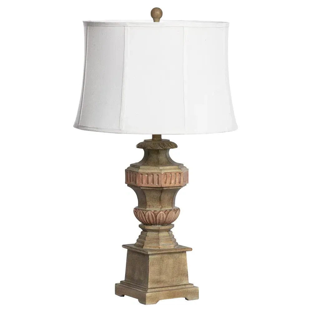 Odis Table Lamp with Linen Shade - Brown, Resin image