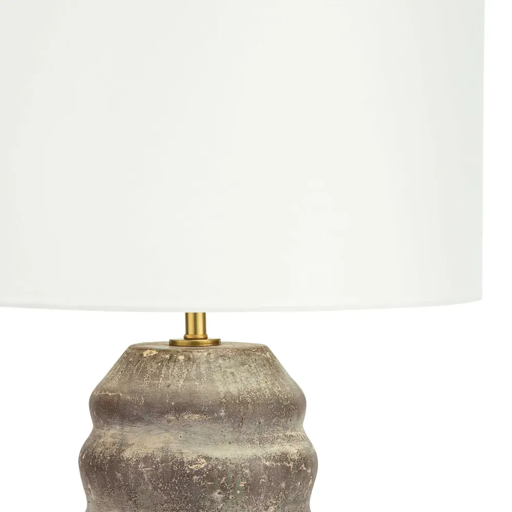 Ola Rustic Lodge Ceramic Base Table Lamp - Brown, Linen