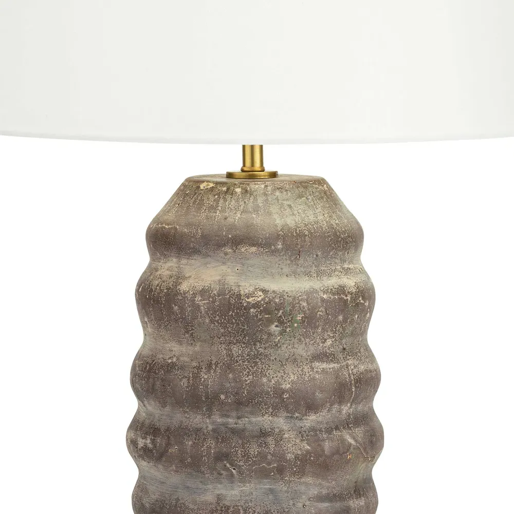 Ola Rustic Lodge Ceramic Base Table Lamp - Brown, Linen