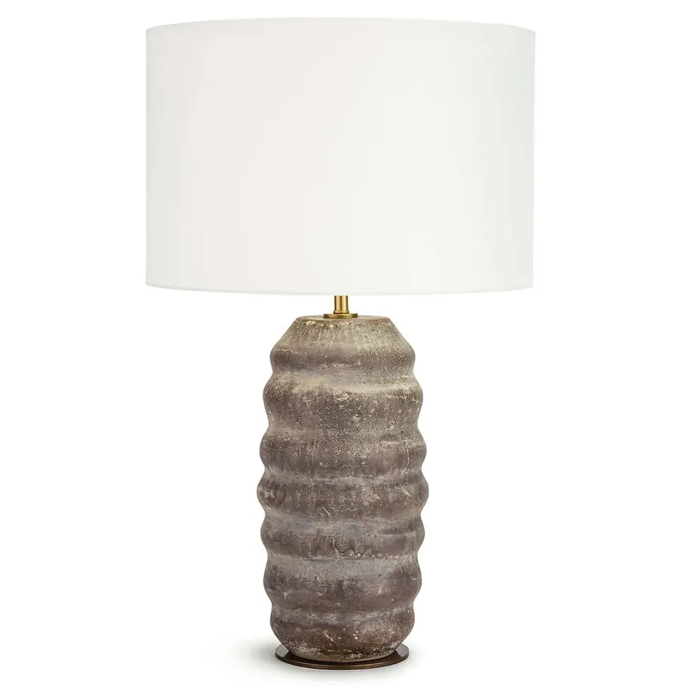 Ola Rustic Lodge Ceramic Base Table Lamp - Brown, Linen image