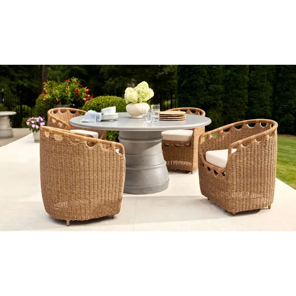 Olara Woven Wicker Outdoor Swivel Chair - Cream, Sunbrella