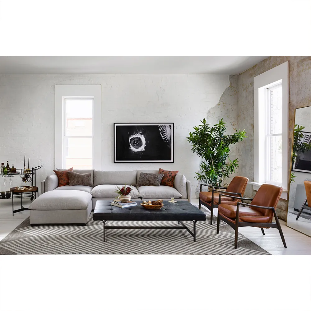 Olena Mid Century Arm Chair - Brown, Leather