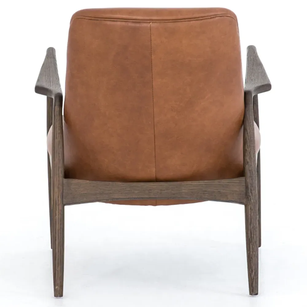 Olena Mid Century Arm Chair - Brown, Leather