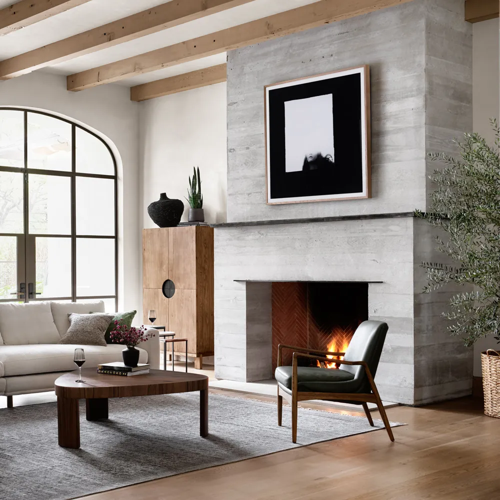 Olena Mid Century Arm Chair - Green, Leather