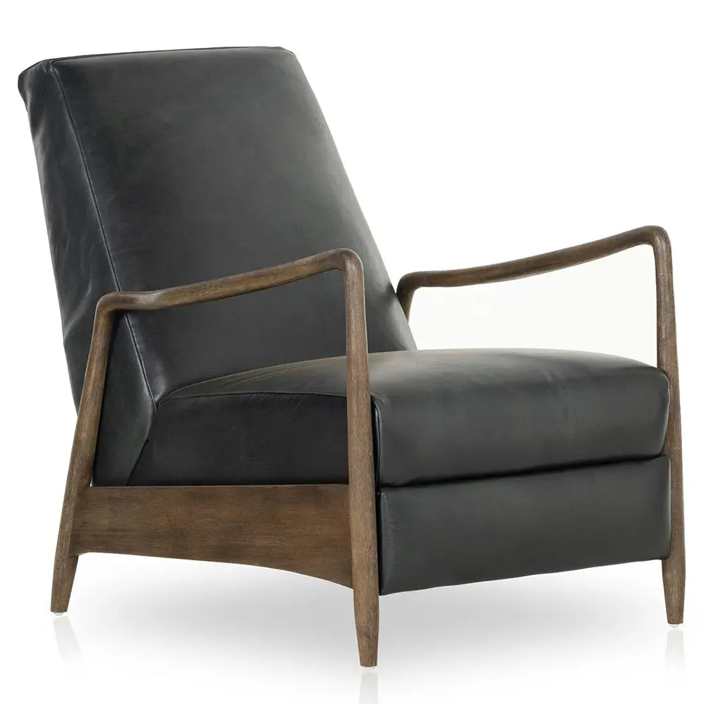 Olena Recliner Arm Chair - Black, Leather