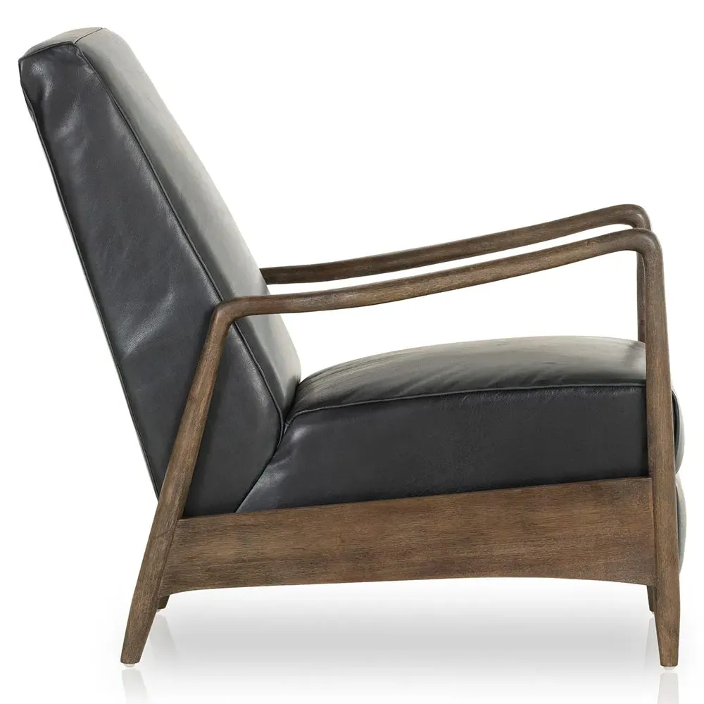 Olena Recliner Arm Chair - Black, Leather
