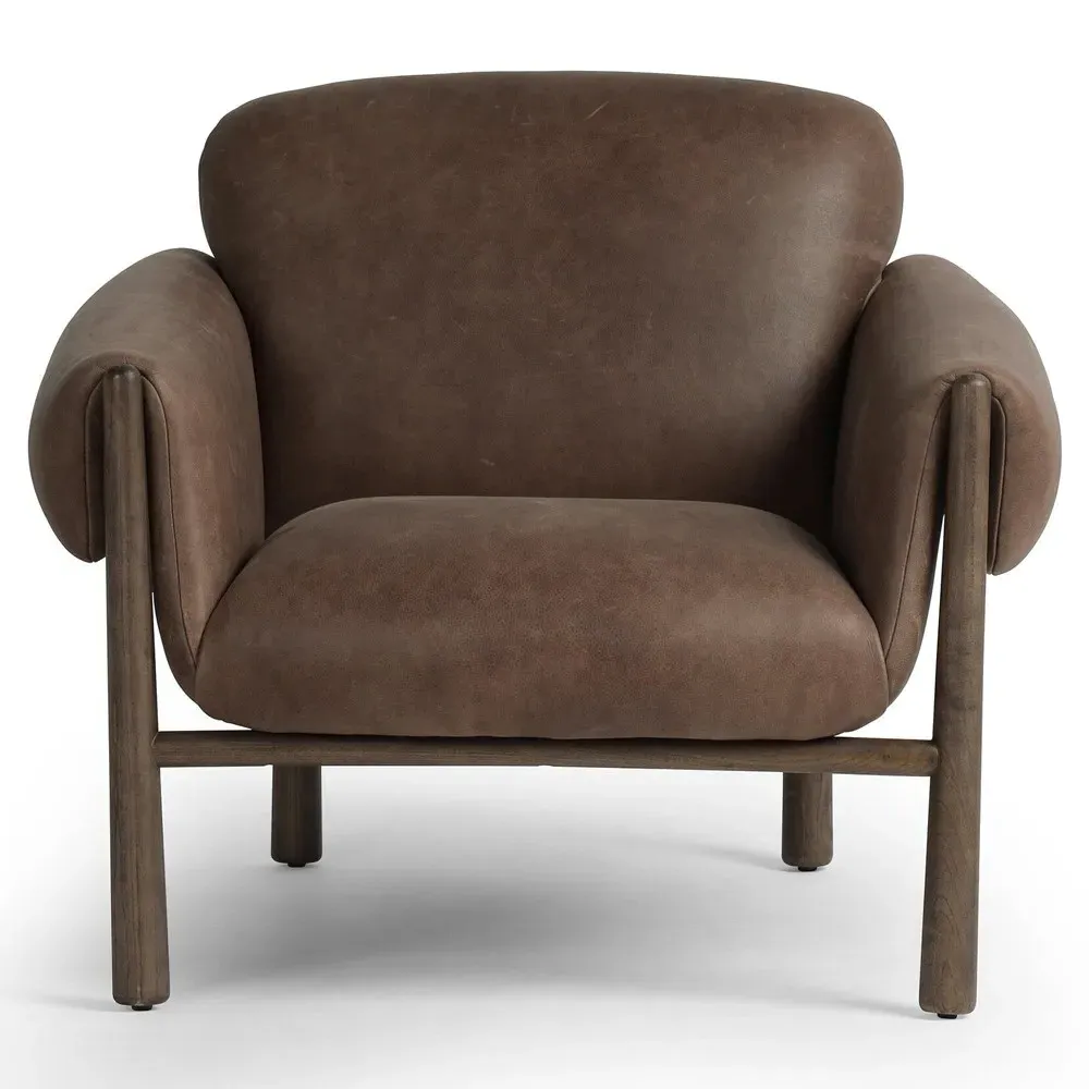 Olia Club Chair - Brown, Leather