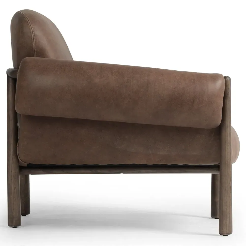 Olia Club Chair - Brown, Leather