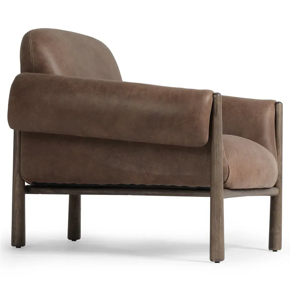 Olia Club Chair - Brown, Leather