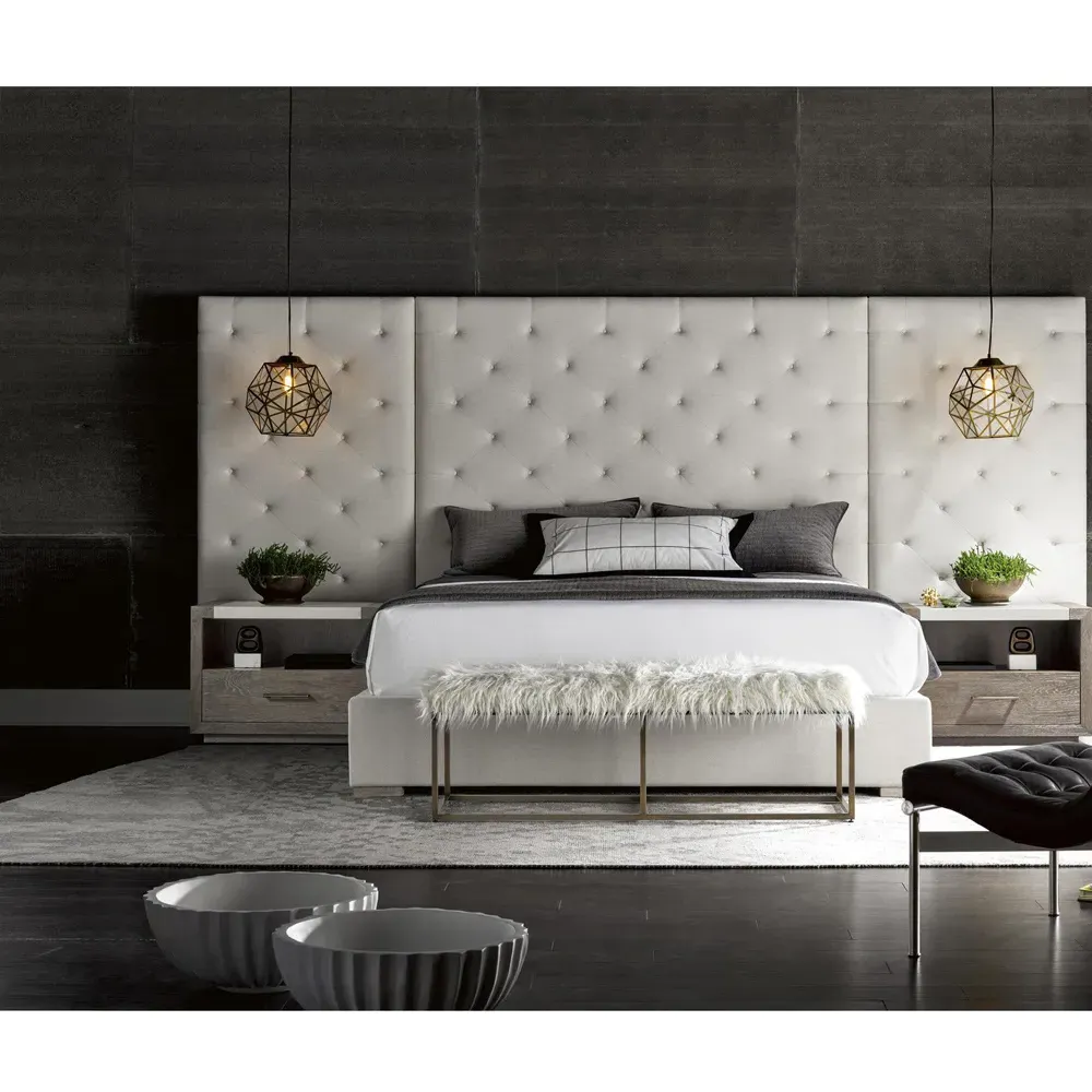 Oliver Cal King Button Tufted Wall Panel Platform Bed - White