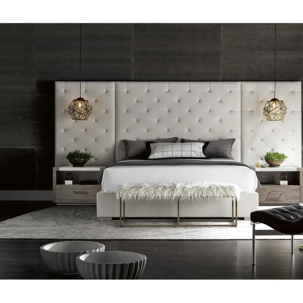 Oliver King Button Tufted Wall Panel Platform Bed - White